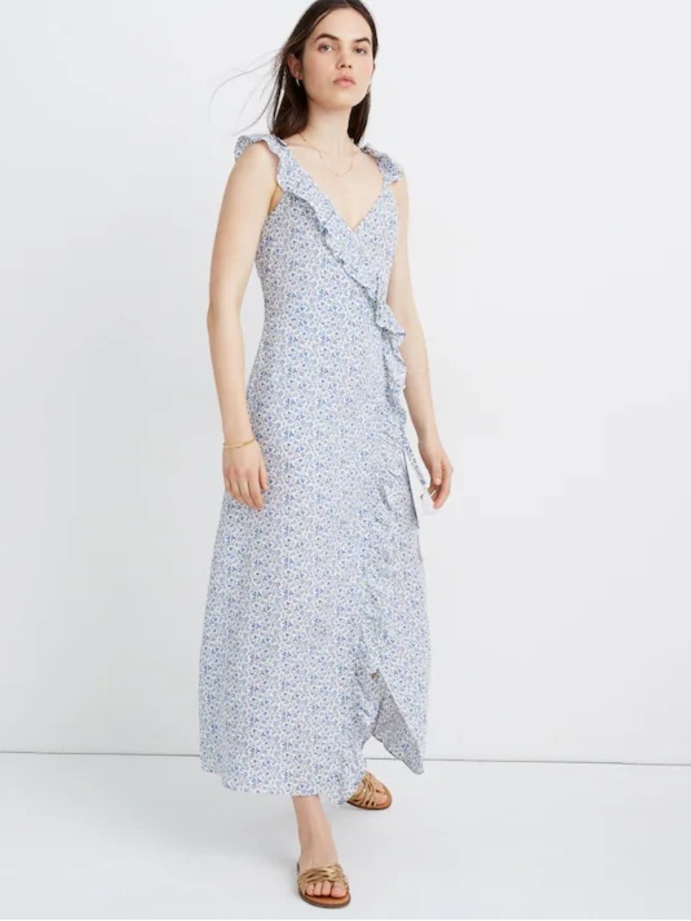Madewell ruffled wrap maxi dress in Americana floral